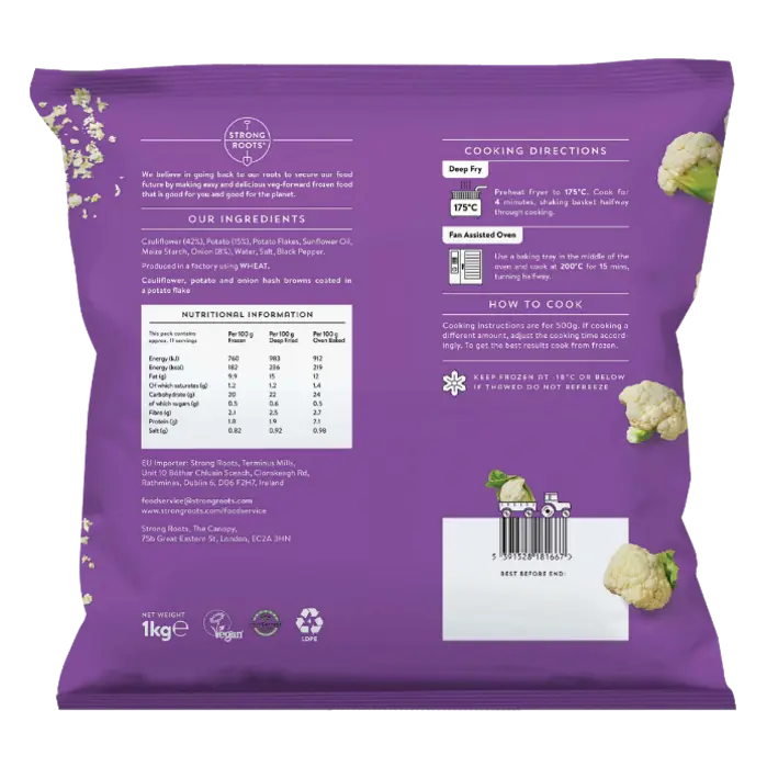 Cauliflower<br> Hash Brown pack (back side)