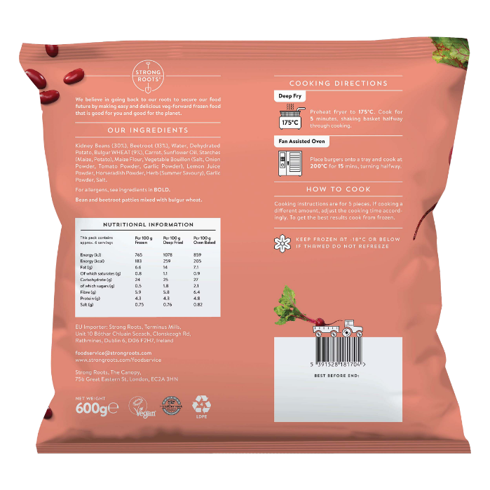 The Bean & <br> Beet Burger pack (back side)