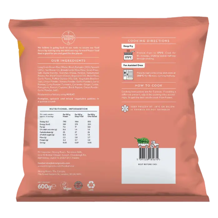 The Pumpkin &<br> Spinach Burger pack (back side)